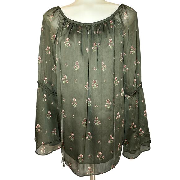 White House Black Market Tops - White House Black Market Women's Blouse Top Small Off Shoulder Olive Green